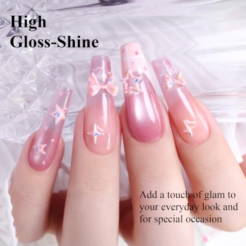 Moonlight Pink Cat Eye Gel Nail Polish with Magnet, Holographic Glitter Shimmer Magnetic UV Gel Polish for Nail Art Soak off UV Led - color: Cat Eye-Moonlight Pink