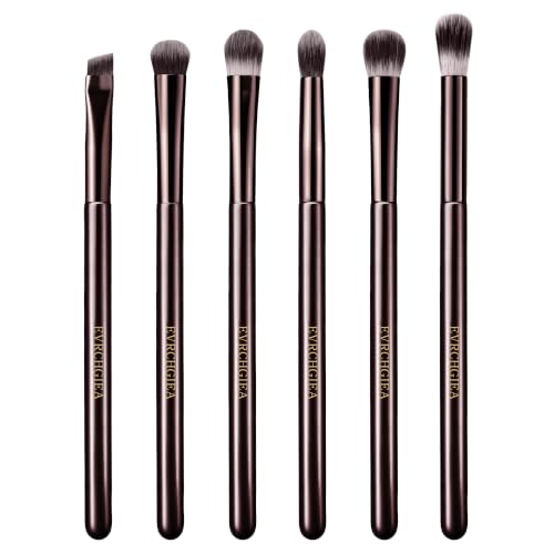 Eye Makeup Brush Set, 6 Pcs Professional Blending Eyeshadow Makeup Brushes for Concealer Eyebrows Eyeliner, Soft Hairs & Wood Handle…… (coffee 6pcs) - color: coffee 6pcs
