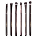 Eye Makeup Brush Set, 6 Pcs Professional Blending Eyeshadow Makeup Brushes for Concealer Eyebrows Eyeliner, Soft Hairs & Wood Handle…… (coffee 6pcs) - color: coffee 6pcs