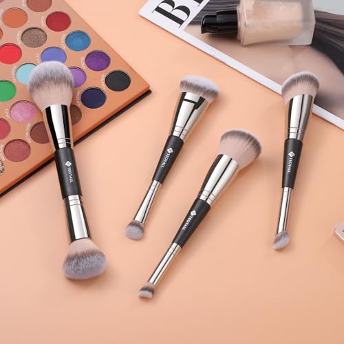 TEOYALL Dual-Ended Brush,Fluffy Setting Powder Brush for Loose Bronzer - style: S4