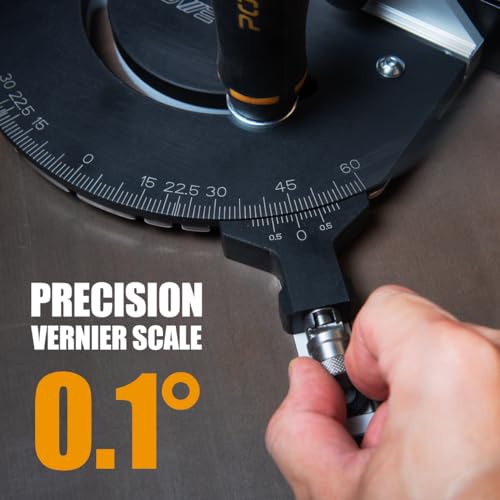 POWERTEC 71767 Precision Miter Gauge for Table Saw, with 11 Preset Angle Stops, Laser Engraved Angular Increments, and Spring-Loaded Indexing Pin - style: 11 Angle Stop Miter Gauge
