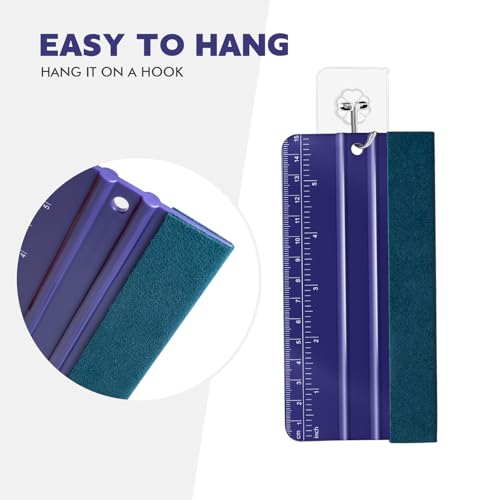 FOSHO Purple Felt Squeegee Vinyl Wrap Tool, Built-in Ruler 6"x3" Scratch-Free Vinyl Scraper for Sticker, Decal, Craft and Wallpaper Application Window Tint Tool - size: 6-inch