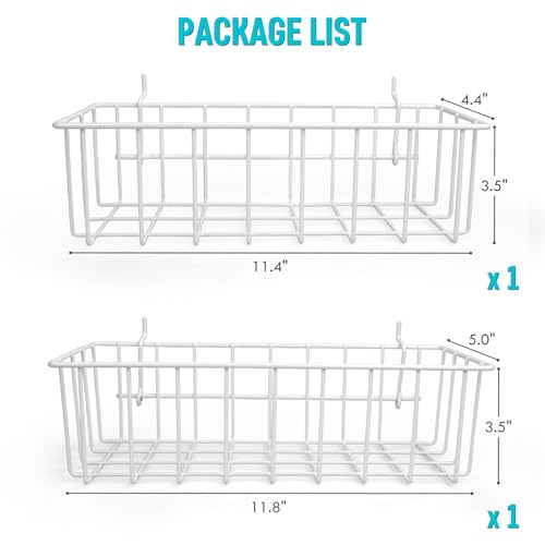 Peg Board Shallow Tray Baskets, 2Pack White Pegboard Shelves Bottle Holders - color: White, size: Medium