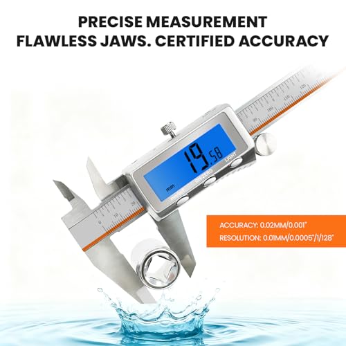 LAYME Digital Caliper 6 Inch, Rechargeable USB-C, Backlit LCD & Fractions - size: 6 inch