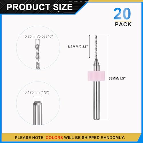 PATIKIL 20 Pack 0.85mm Micro Drill Bits Carbide Tungsten Steel - size: 0.85mm