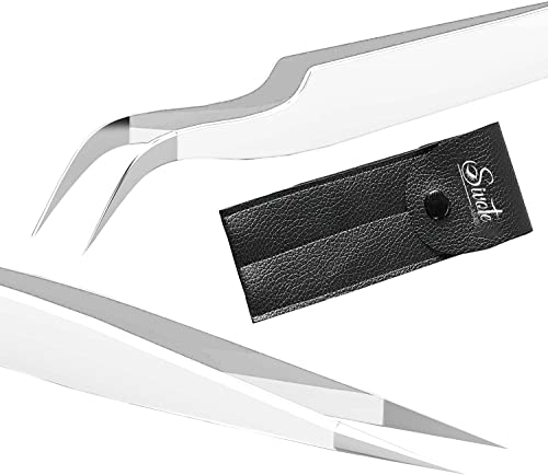 Eyelash Extension Tweezers for Classic & Volume Lashes, 2-Pack, White - color: White