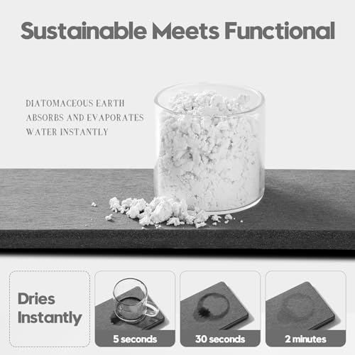 Razborci 2PCS Bathroom Trays, Water Absorbing Diatomite Stone Quick Drying Mat for Kitchen Counter, Dish Rack Soap Dispenser Sponge Holder Caddy Sink Vanity Organizer, Dark Gray Slate,9"x3.5" - color: 2 Pack - Dark Gray, size: 9" x 3.5"