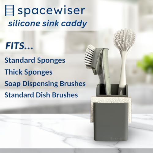 Spacewiser Silicone Sink Caddy – Sponge Dish Brush Holder for Kitchen Sink - color: Modern Gray