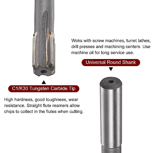 HARFINGTON Chucking Reamer 15.1mm H7 C1/K30 Carbide Tip Precision Straight Flutes Round Shank Lathe Machine Milling Cutter - size: 15.1mm