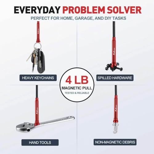 24-Inch Flexible Magnetic Pickup Tool, 4LB Retractable 4-Claw Grabber - size: Claw Grabber