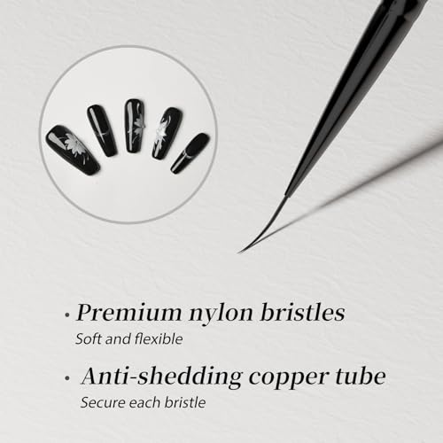 Nail Art Liner Brushes 5Pcs with Caps & Bag Thin Liner & Dotting Pen Set