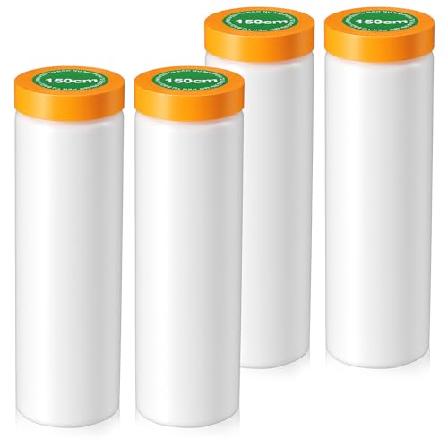 Pre-Taped Masking Film, 5 ft x 65 ft Painters Plastic Sheeting