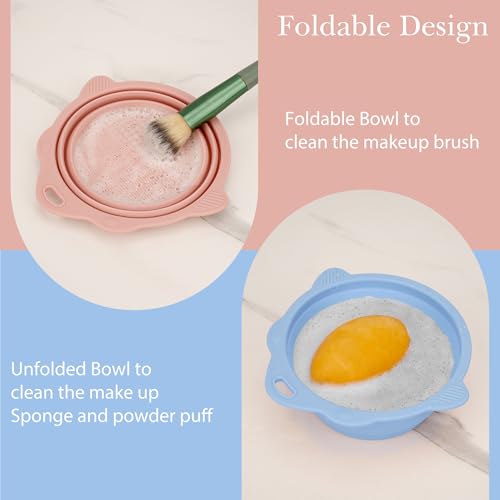 2 Pack Foldable Paint Brush Cleaner Brush Washer, Cleaning Rinse Cup for Acrylic, Watercolor, Oil Painting, Gouache Painting, Makeup Brush Cleaner for Brushes, Powder Puffs, and Sponges (Mix) - color: Mix