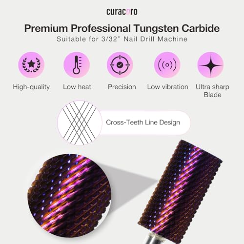 Curacoro Nail Drill Bits 3/32'' Large Barrel Carbide Bit (Medium) - color: Galaxy - Large Barrel Bit, size: Medium