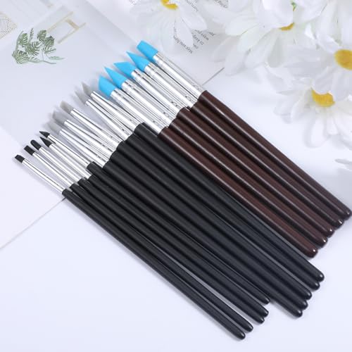 15 Pcs Silicone Paint Brushes for Crafts, Rubber Tip Silicone Brushes