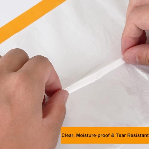 JMIATRY 4Roll Pre-Taped Painter Plastic Sheeting for Painting 4.9Ft X 65.5Ft