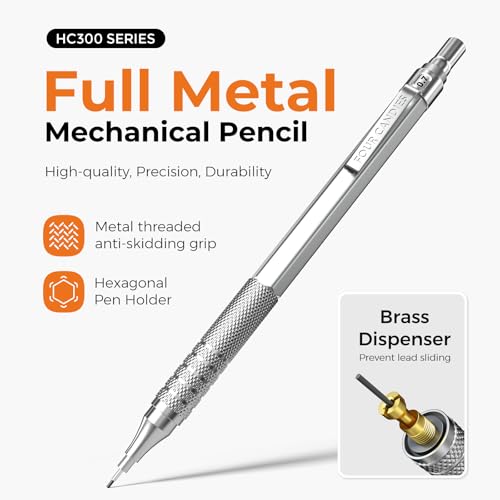 2PCS Metal Mechanical Pencil Set, 0.5mm+0.7mm, Storage Case, Silver - color: Silver (2PCS)