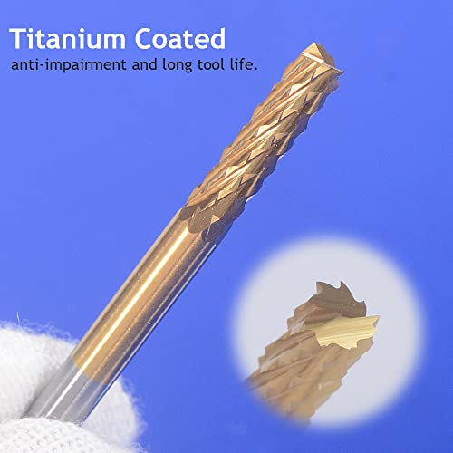 10Pcs 1/8'' Shank 2.0mm Titanium Coat Carbide End Mill Engraving Bits CNC Rotary Burrs Tool for PCB Mould Plastic Fiber Carbon Fiber Hardwood - size: 2.0mm