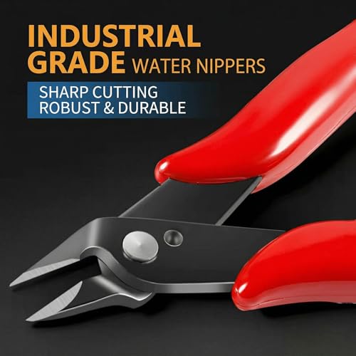Precision Flush Cutter: 5-Inch Micro Wire Clipping Tool for Jewelry Making, DIY Crafts, and Electronics - Professional Mini Side Snips for Plastic Models, Zip Ties, and Hobby Projects (Red) - color: Red