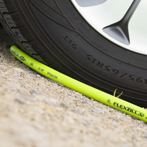 Flexzilla Air Hose, 3/8 in. x 25 ft., 1/4 in. MNPT Fittings, Heavy Duty, Lightweight, Hybrid, ZillaGreen - HFZ3825YW2