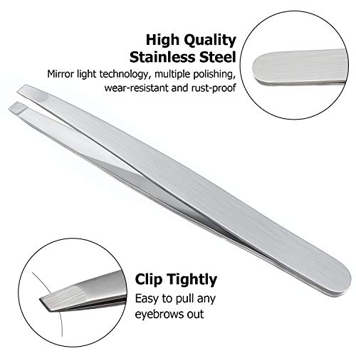 Mudder 12 Pcs Eyebrow Tweezers Set for Facial Hair in Bulk - color: Silver