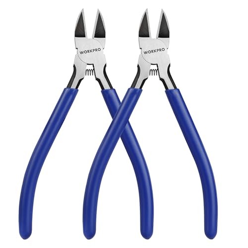 WORKPRO 2-Pack Wire Cutters, 6 Inch Precision Flush Cutters, Side Cutters - color: Blue