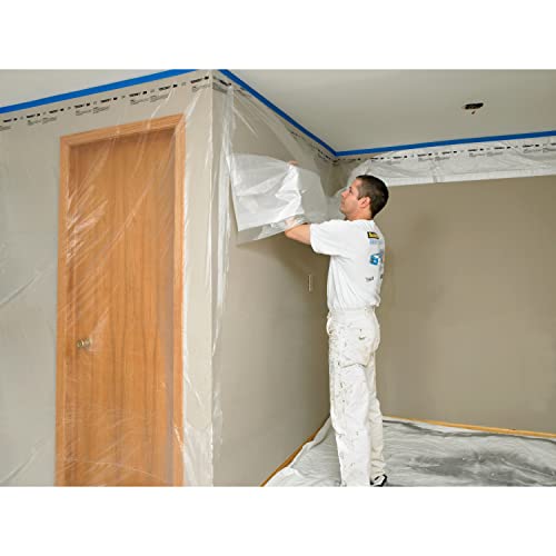 3M Hand-Masker Contractor's Plastic Film, 108" in x 90' Feet, Unfolds to Full Width, Contains Job Site Dust & Overspray, For Painting, Drywall Texturing, Wall Finishing & Floor Standing, 1 Roll (CP9)