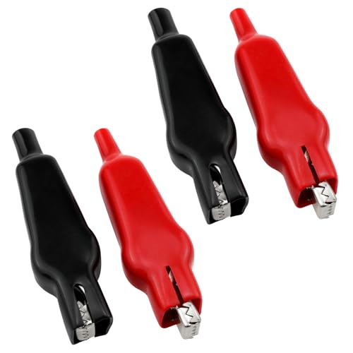4 Pcs 20A Insulated Alligator Clips, Black and Red