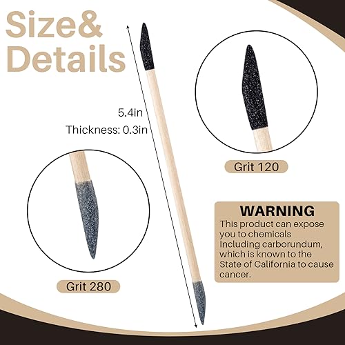 60 Pcs Sanding Sticks, Double End Matchsticks Sanding Twigs