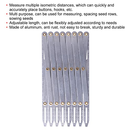 Expanding Sewing Gauge, Aluminum Buttonhole Spacer Expanding Crafting Sewing Gauge Ruler, Multifunctional Equidistant Measuring Marking Tool