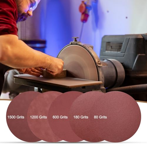uxcell 25pcs 8-Inch PSA Sanding Discs, 60 Grits Aluminum Oxide Self Adhesive Stick Back Sandpapers, No-Hole Round Wet/Dry Sander Papers, Sand Auto Car Paint, Wood, Metal - size: 60 Grit