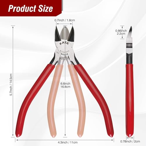 KATA 2Pack Wire Cutters Set, 1PC 5 Inch Micro Flush Cutter and 1PC 6 Inch Side Cutter Plier for Electronics, Crafting, Floral, Jewelry Making Cutting