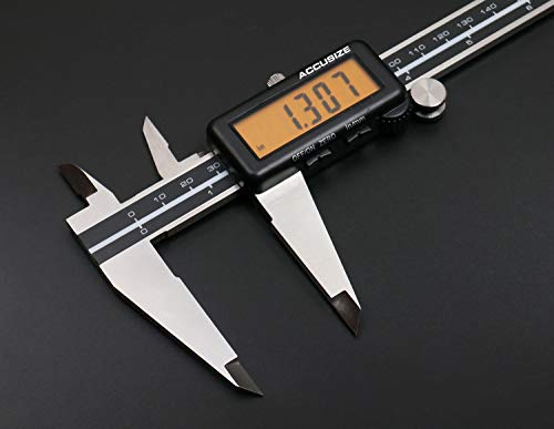 Accusize Digital Caliper, 12 in/300 mm Yellow LCD, Metric/Inch - color: Yellow LCD, size: 12" / 0-300mm