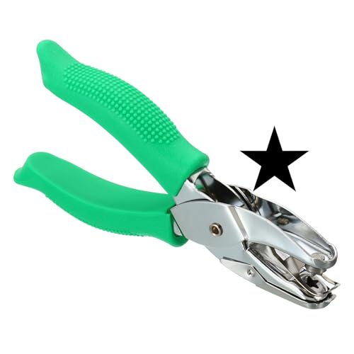 PATIKIL 1/4" Star Single Hole Punch, Handheld Hole Puncher with Grip Metal Paper Puncher for DIY Craft Scrapbook Ticket Card, Green - style: Star