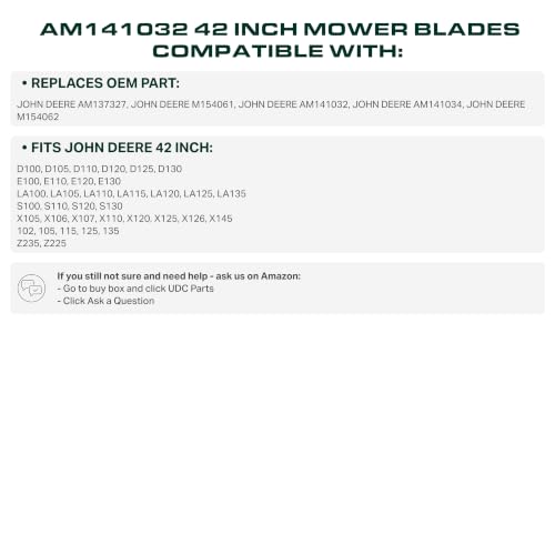 UDC Parts AM137327 High Lift Mower Blades John Deere 42 Inch Replacement - size: 7 pt star - 21-3/8"