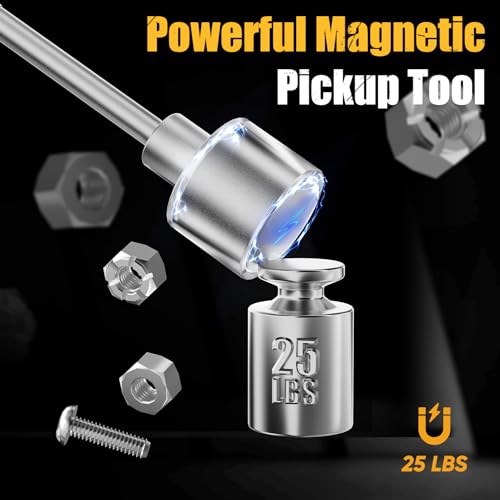 SHALL Magnetic Tool Parts Mat and Telescoping Magnetic Pickup Tool, Flexible Magnetic Tool Holder Pad W/ 83 Built-In-Magnets & 25LBS Pull Force Extendable Magnet Hold Mechanic Wrenches Screws Bolts - size: 1PC Magnetic Mat with Pickup Tool