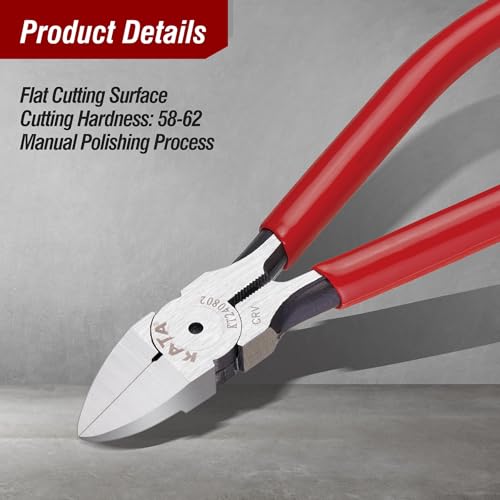 KATA 2Pack Wire Cutters Set, 1PC 5 Inch Micro Flush Cutter and 1PC 6 Inch Side Cutter Plier for Electronics, Crafting, Floral, Jewelry Making Cutting