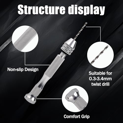 112 Pcs Precision Pin Vise Hand Drill, 3 Jaw Manual Drill SDZKQ-01
