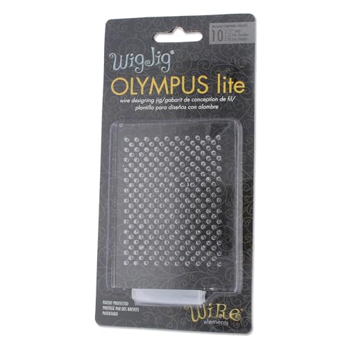 The Beadsmith Wig Jig Olympus Lite – Wire Elements – Acrylic Square Jig 3” x 4”, 238 Holes, 10 Removable Metal Pegs – Tool for Making Wire Components and Jewelry Designs - size: 3" x 4" Square Jig