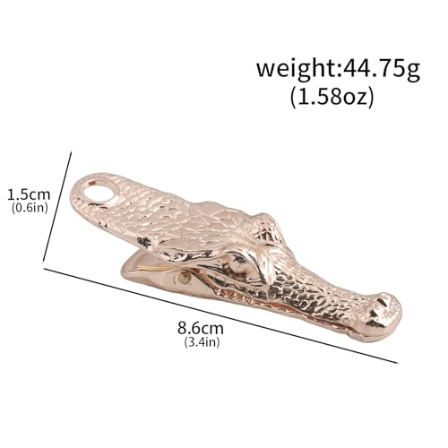 Vintage Crocodile Head Journal Clip - 3.4 Inch Heavy Duty Alligator Metal Book Clip Pin, Solid Decorative Bookmark Paper Organizer Notebook Holder Planner for Home Office Desk - color: Pink Clip