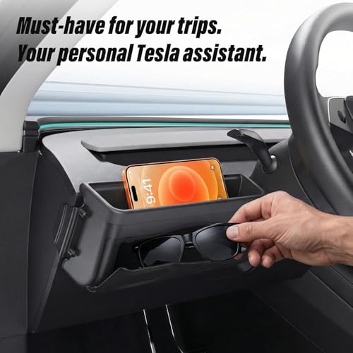 Topfit Tesla Model Y Dashboard Organizer, Multifunctional Storage Box Sunglasses Glove Box Organized (2025-2026) - style: 2025-2026
