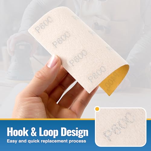 S SATC 40PCS 1/4 Sheet 600 Grit Aluminum Oxide Gold Hook and Loop Sandpaper for Palm Sander, Wood, Metal, Plastic - style: 600grit
