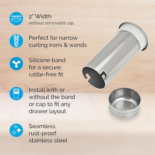 Docking Drawer 2" Stainless Steel Canister for Hot Tools, Capped Design - size: 2.0"