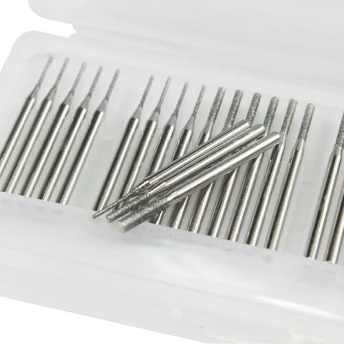 30 Pcs 1mm/2mm/3mm Needle Shape Diamond Bur Bead Reamer, 1/8'' Shank - color: Needle shape burr(1mm.2mm.3mm)