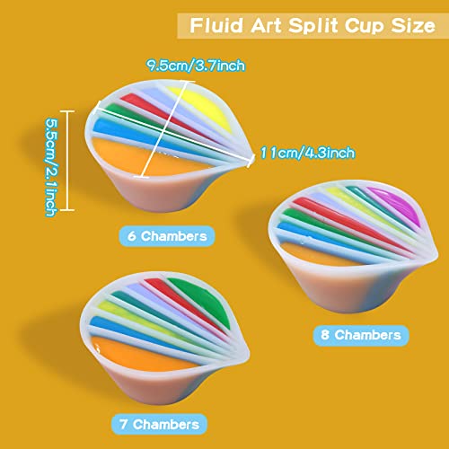 Split Cup for Paint Pouring Fluid Art Silicone Split Cup Resin Pouring Painting Tools DIY Making Drawing Accessories Reusable Split Cup with Dividers (6 Channels) - color: 6 Channels