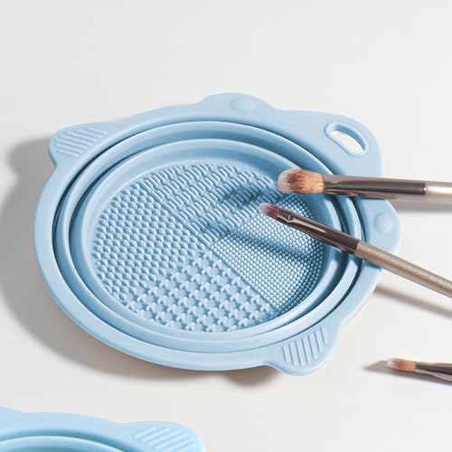 2 Pack Foldable Paint Brush Cleaner Brush Washer, Cleaning Rinse Cup for Acrylic, Watercolor, Oil Painting, Gouache Painting, Makeup Brush Cleaner for Brushes, Powder Puffs, and Sponges (Blue) - color: Blue