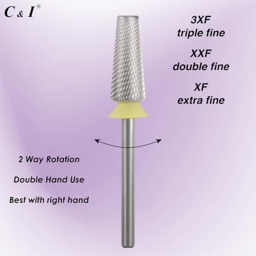 C & I 5 in 1 Nail Drill Bit for Nail Techs Remove Acrylic & Gel, Extra Fine - color: Yellow