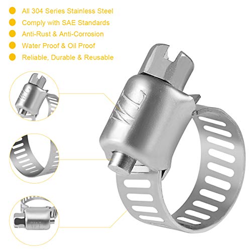 Winlong 1/2" Hose Clamps, Adjustable 1/4" to 5/8" (6mm-16mm), 24PK - size: Mini#4 (1/4" ~ 5/8") 24PK
