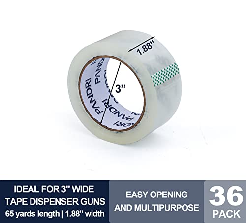 PANDRI 36 Pack Heavy Duty Packing Tape, 1.88" x 65yd Per Roll, Total 2340yd - size: 1.88 Inch 36 Rolls