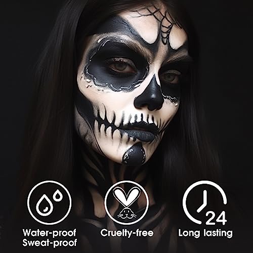 BADCOLOR Black White Face Body Paint Stick Eye Black for Adults Softball Football Baseball Sports , Non-Toxic Hypoallergenic for Halloween SFX Makeup Cosplay Joker Costume Parties - color: 1PCS Skull